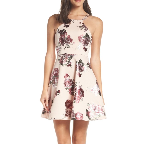 Sequin Hearts Floral Fit & Flare Dress